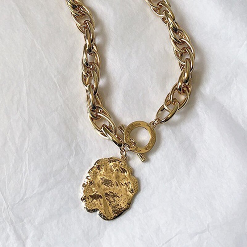 Klassieke dikke ketting met gedraaide ketting en hanger van legering voor dames/meisjes, feestsieraden