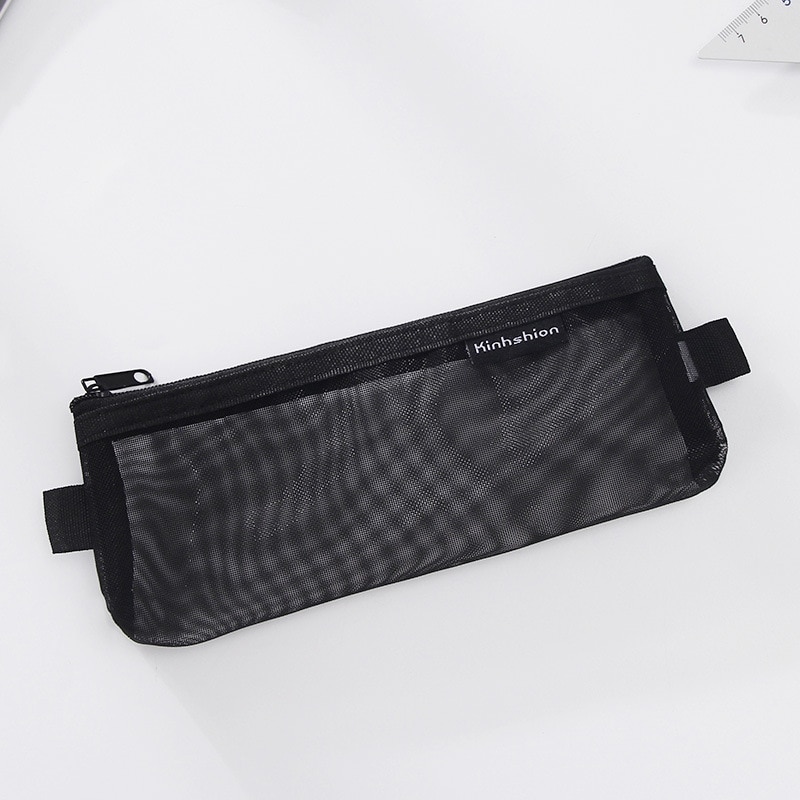 1pcs Transparent Grid Zipper Pen Bag Pencil Case Storage Bags for Girls School Stationery Supplies kids Student