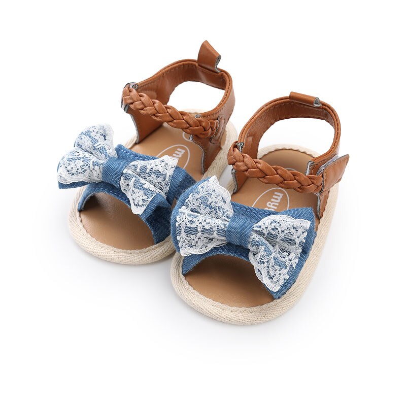 Praia SandalsBaby Sapatos Menina Sandálias Bebê Menina Do Verão de Algodão Lona Pontilhada Arco Sandálias Da Menina Do Bebê Sapatos de Bebê Recém-nascido Playtoday: 1 / 13-18 meses