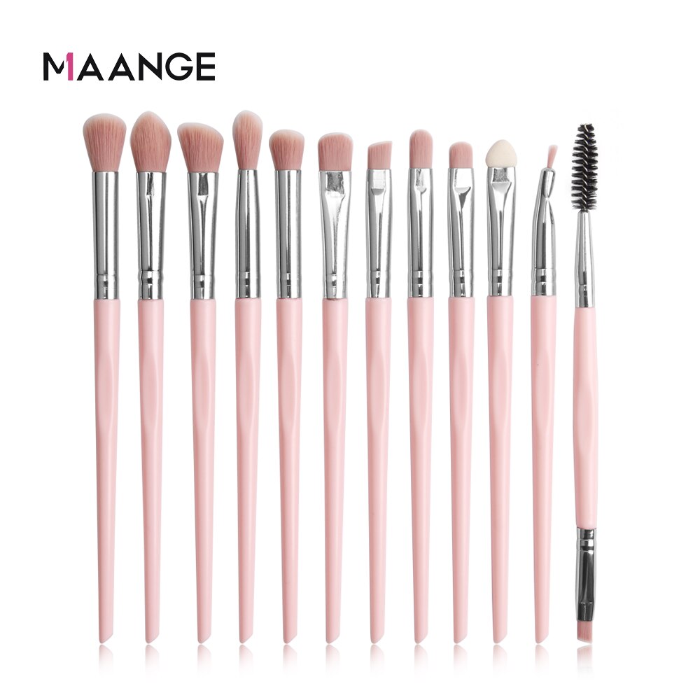 Maange Pro Make-Up Kwasten 12 Stuks Eyeshadow Brush Blending Wenkbrauw Make Up Borstels Synthetische Haren Schoonheid Cosmetica Borstel Set: FY