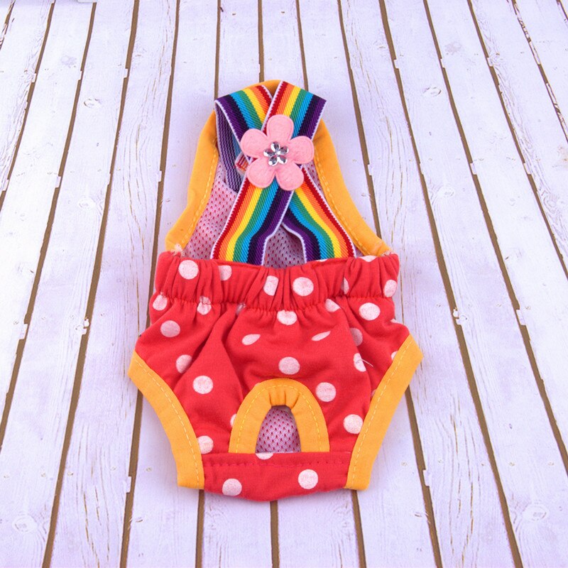 Female Dog Shorts Diaper Pet Sanitary Physiological Short Pants Dot Girl Dogs Underwear Washable Knickers: red shirts / XS
