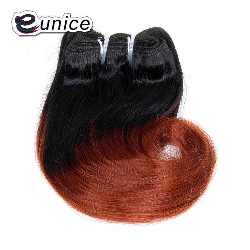 Tissage synthétique deux tons ombré-Eunice | Mèches courtes Body Wave, racines foncées, 8 pouces, 1 lot de 4 pièces, lot de 100 grammes pour femmes: T1B / 350
