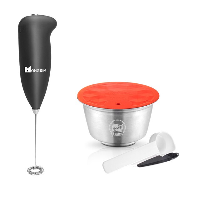 Genopfyldelig mælk kaffemaskine kapsel til dolce gusto kaffemaskine genanvendelig mælkeskummer latte art kaffe rustfrit stål fiter: 1 kapsel 1 mixer