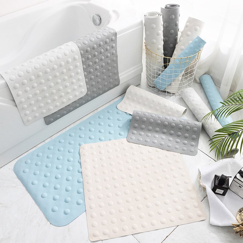 Eco-friendly 40*70cm Soft Rubber Bath Mat Non Slip Bathroom Carpet Set Waterproof Rug Shower Floor Pad with Suction Cup