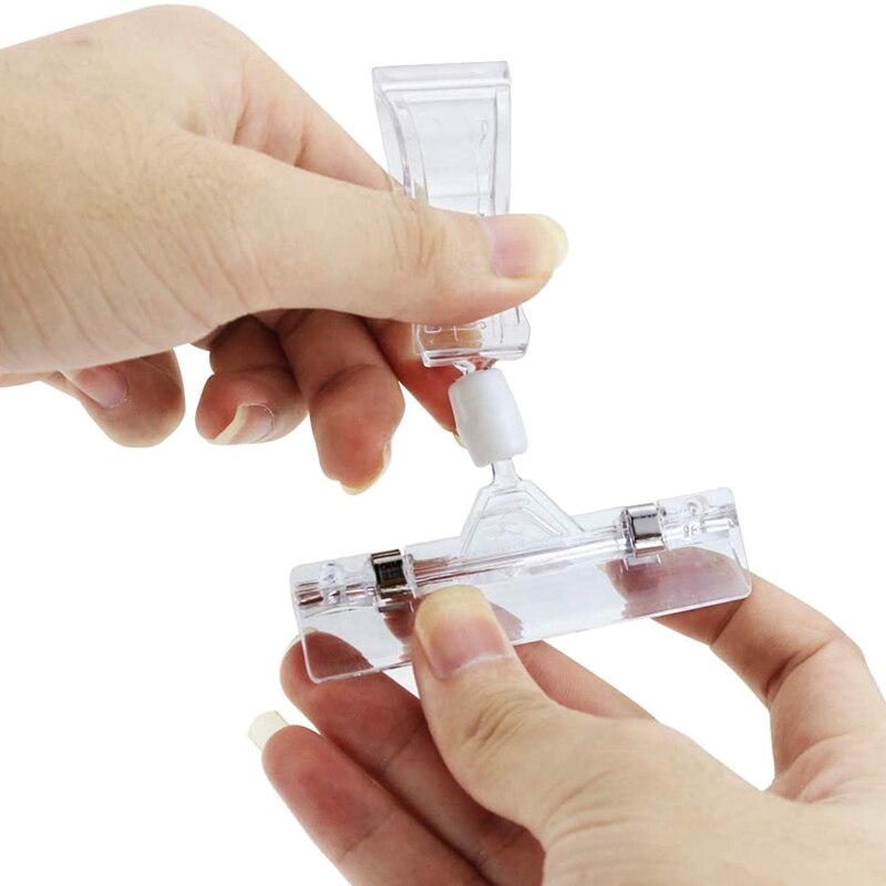 25 Pack Plastic Merchandise Sign Clip Rotatable Clip-on Holder Display Clip Holder Stand Price Display Holders,Clear