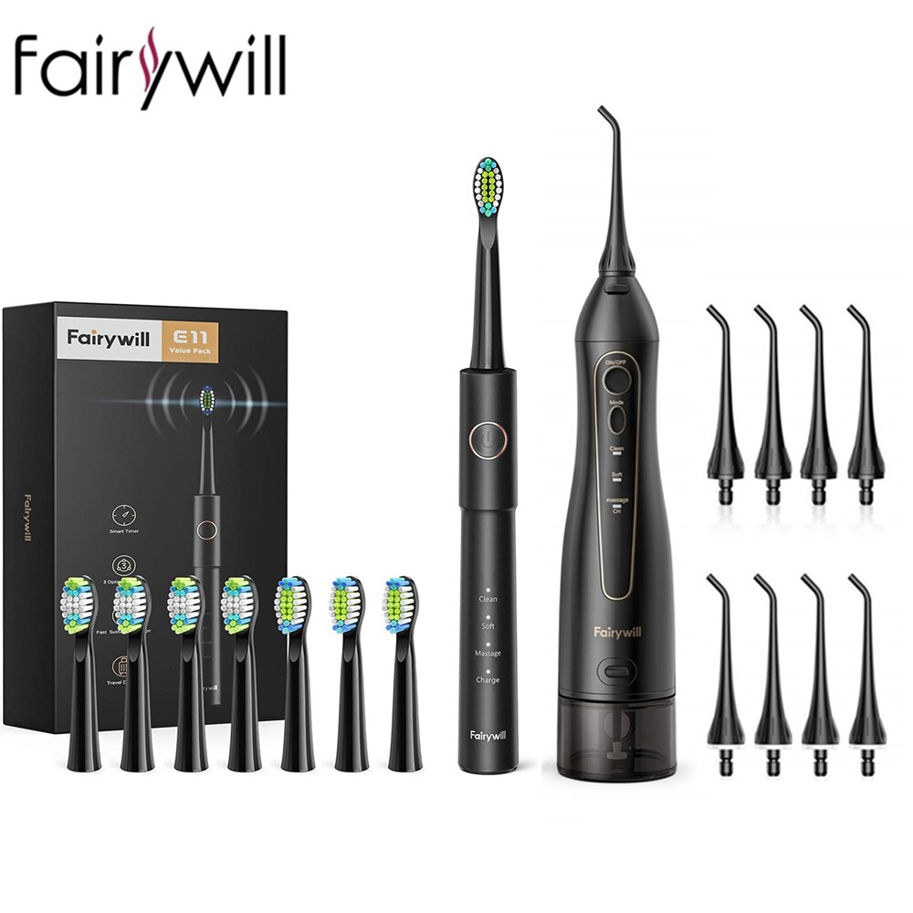 Fairywill Teeth Cleaner 300ML Rechargeable Water Flossers Portable Dental 3 Modes Water Tank Waterproof Oral Irrigator for Teeth: 5020E-E11