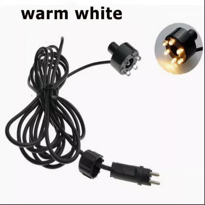 Anneau Lumineux Sous-marin à 6 LED, pour Fontaine, Étang à Poissons, Jardin, Adaptateur Secteur, Blanc , Blanc, Multicolore: blanc chaud