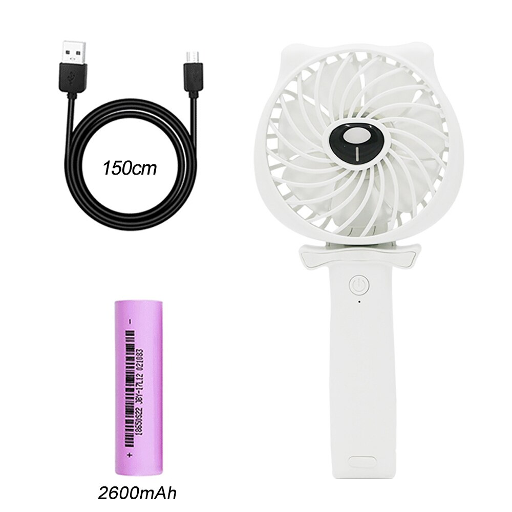 Draagbare Opvouwbare Mini Fan Handheld Verstelbare 3 Speed Battery Operated Oplaadbare USB Fans Bureau Ventilator Voor Office Reizen: white 2600mAh