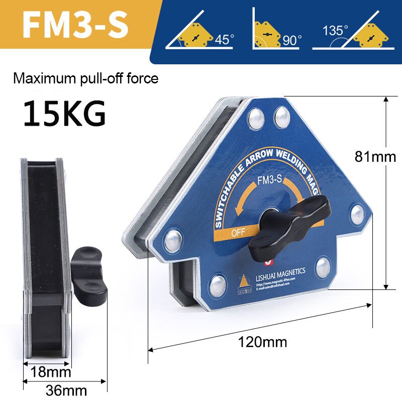 Magnetic Welding Bracket 28LBS Multi-angle Solder Arrow Magnet Welding Locator Device Fixed Auxiliary Positioner Fixture Tools: FM3-S