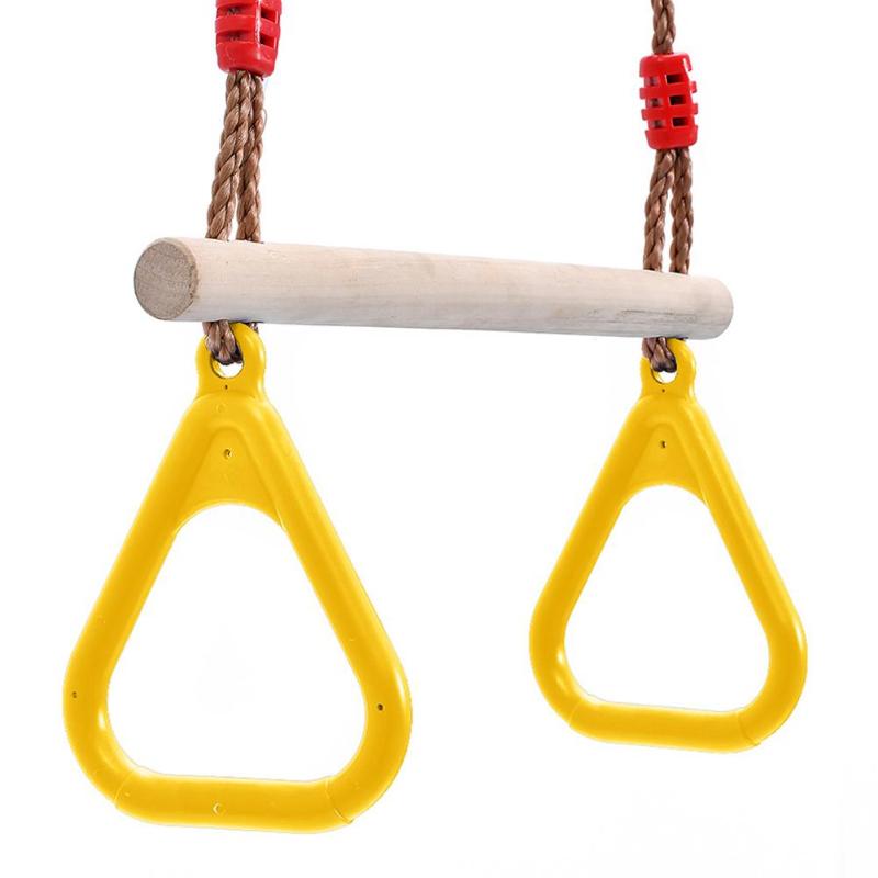 Kids Fitness Toy Wooden Rope Ladder Multi Rungs Climbing Game Toy Outdoor Training Activity Safe Sports Rope Swing Swivel Rotary: Hand Rings Swing B