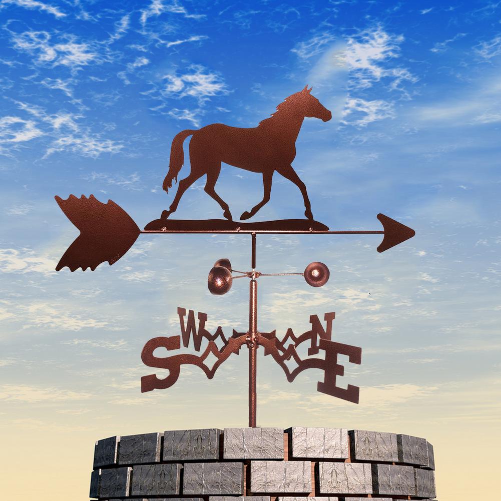 Metal Weather Vane Stainless Steel Roof Mount Wind Direction Indicator Kit Outdoor Garden Bracket Weather Wind Speed Spinner