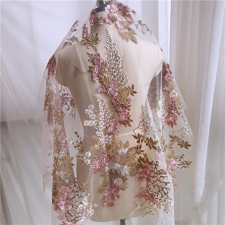 Fargede blondere blomster brudekjole, skjørt, cheongsam tilbehør tilbehør manuell diy smykker lapp 130cm*30cm rs1943