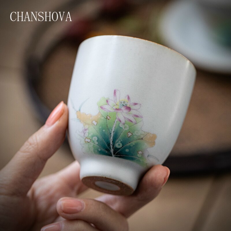CHANSHOVA 100ml tradicional retro chino pintada a mano de estilo Crackle Taza de cerámica china de té porcelana pequeño café taza H301