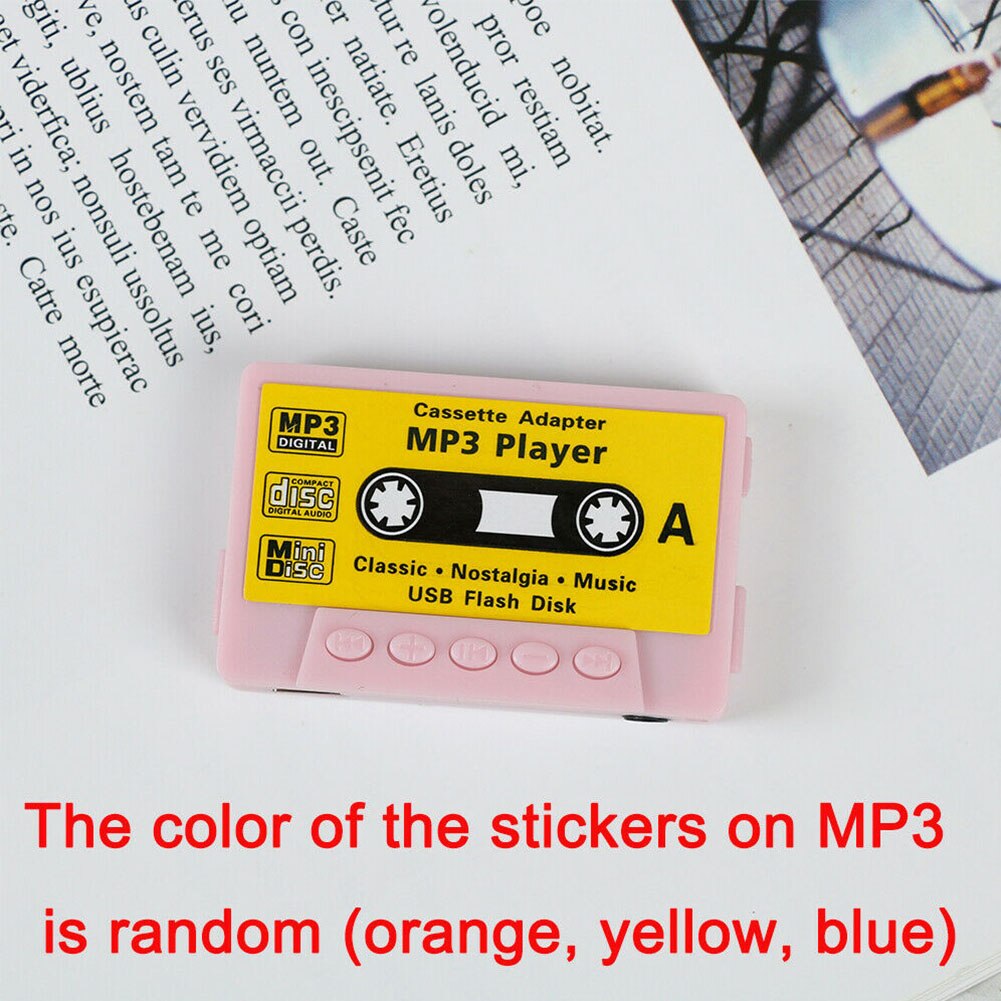 Retro USB Port Mini Rechargeable Sports Kids Multifunctional Tape Shape MP3 Player Portable Radio TF Card Cute
