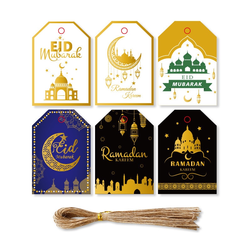 48 stk muslimsk eid mubarak tag ramadan festival fest dekoration taske kasser hænge tags dekor stjerne måne lille tag eid forsyninger