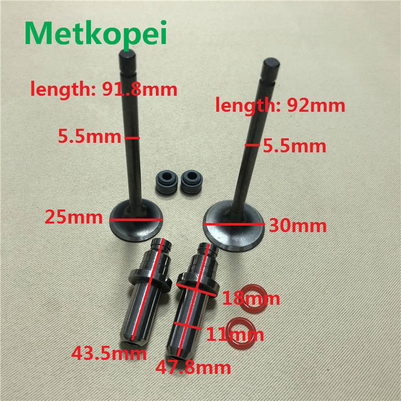 motorcycle CG150 5.5mm engine valve stem with oil seal and valve intake exhaust stem guide duct for Honda 150cc CG150: total