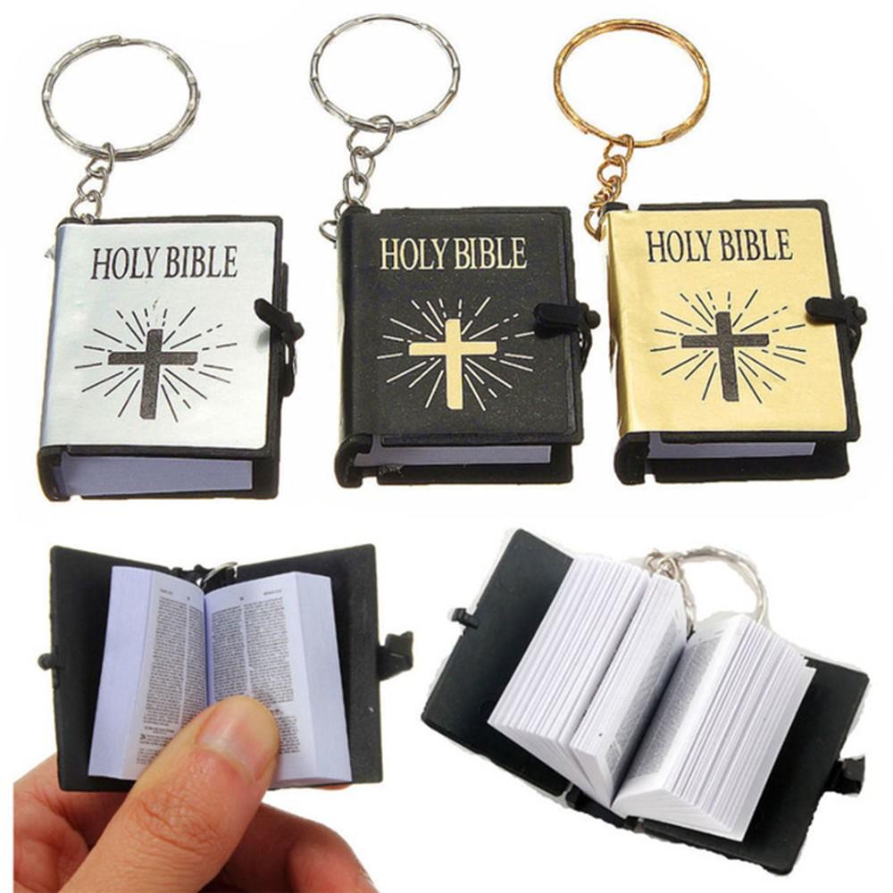Mini porte-clés de la Sainte Bible anglaise pour femmes, porte-clés religieux, porte-clés chrétien, croix de Jésus, de sac, souvenirs, décorations de voiture, directe