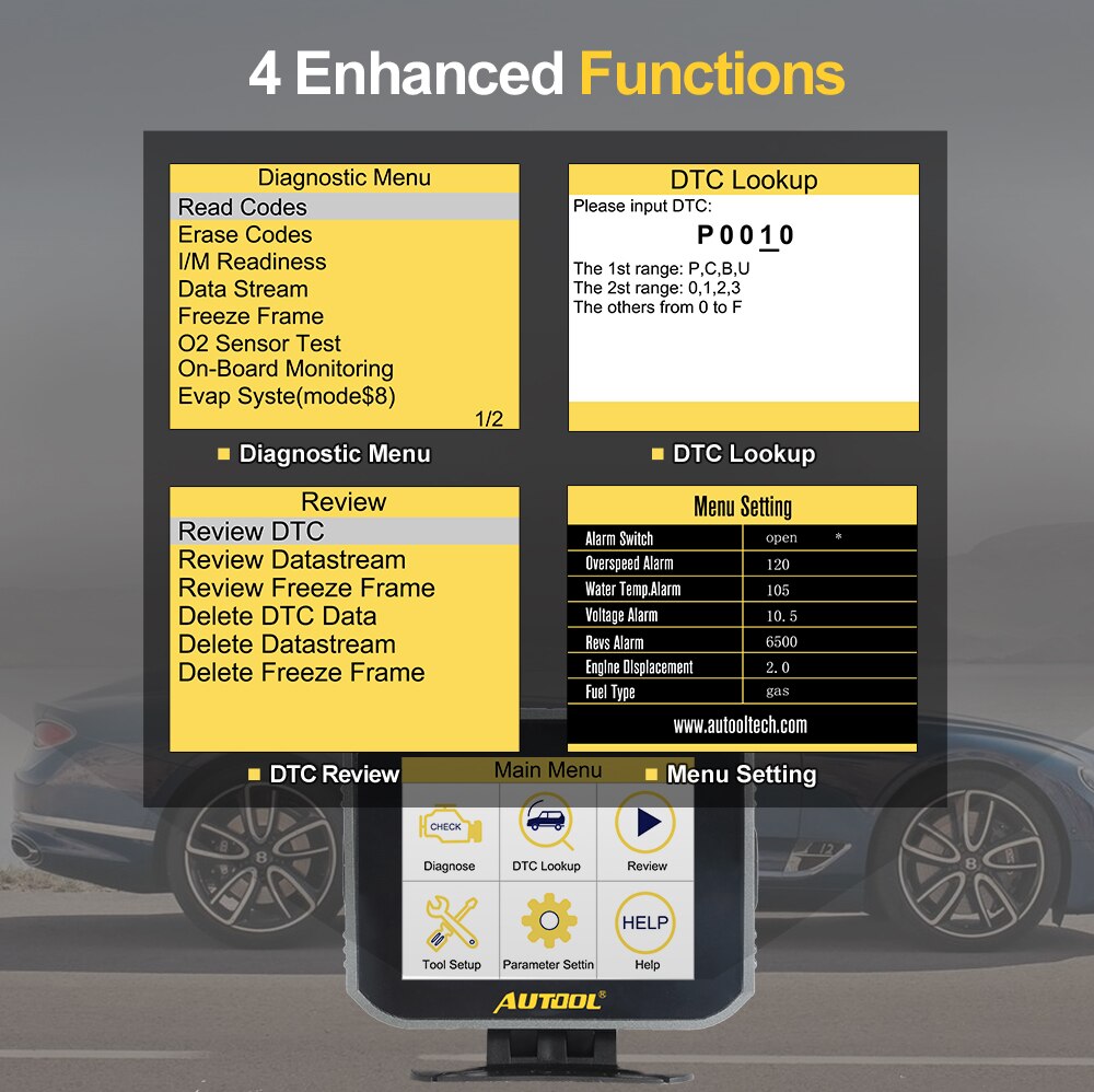 AUTOOL X80 OBD2 Scanner HUD Head Up Display Overspeed Warning Alarm System OBD Diagnostic Tool Car Speedometer GPS Projector