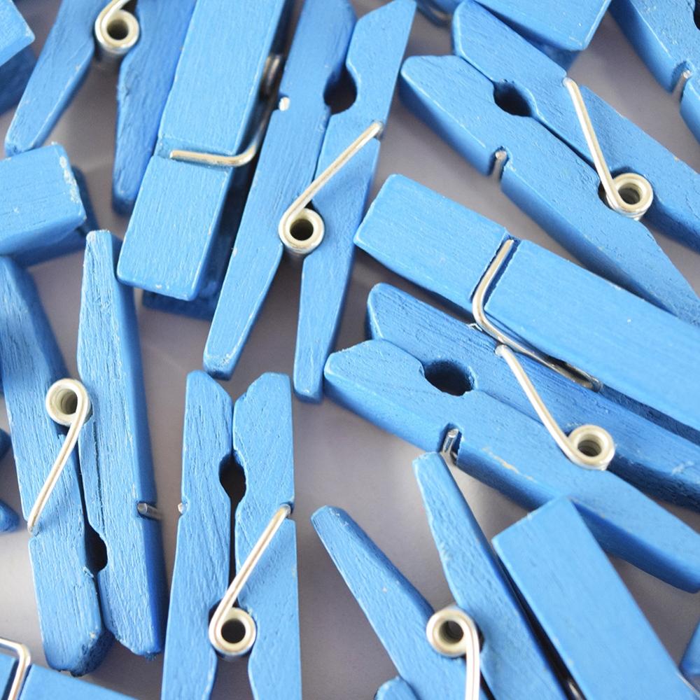 10pc mini 3cm*0.4cm knijpers, natuurlijke houten kledingknijper, fotopapierknijper, wasknijper, knutselklemmen, papieren fotohangklemmen: Blauw