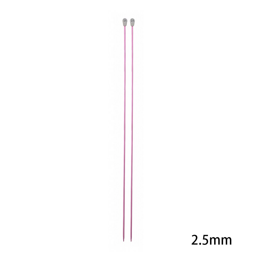2Pcs/set 35cm Single Pointed Knitting Needles Long Aluminum Straight Pins DIY Weaving Tool Sweater Scarf Needle Pin 2.0-12mm: 2.5mm