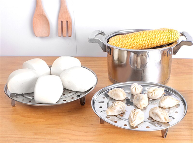 Stainless Steel Round Steamer Tray 18/20/22/24/26/28cm Convient Three-Leg Steamer Dumpling bread Tray Kitchenware Cooking Tools