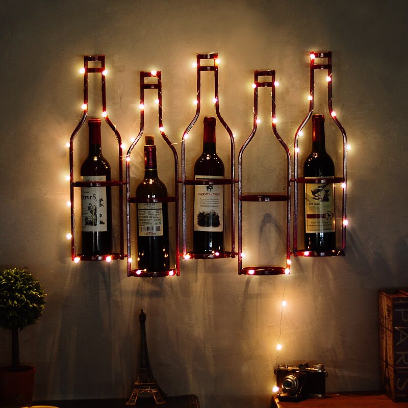 Europese Stijl Rode Wijnrek Muur Opknoping Woonkamer Eetkamer Bar Wijnkast Wijn Fles Houder Metalen Wijn rack Muur