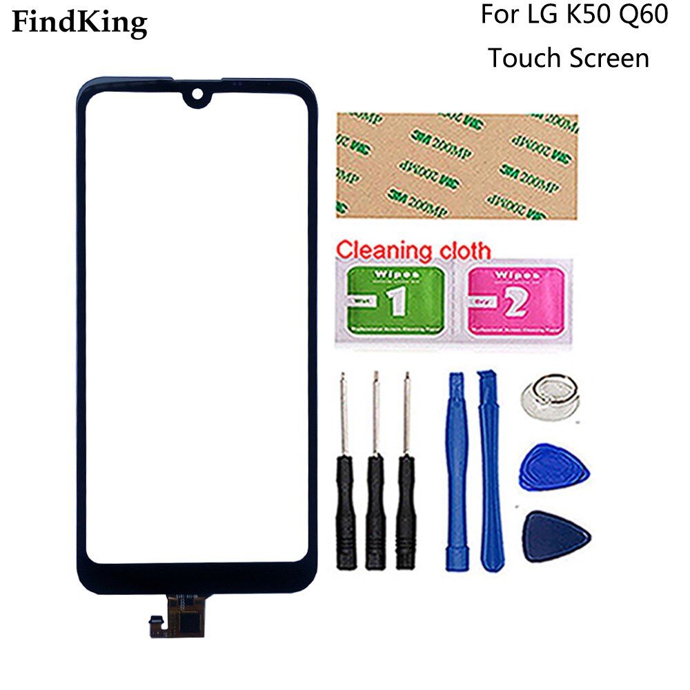 Mobile Touch Screen For LG K50 Q60 Front Glass Digitizer Panel Lens Sensor Part TouchScreen Tools 3M Glue