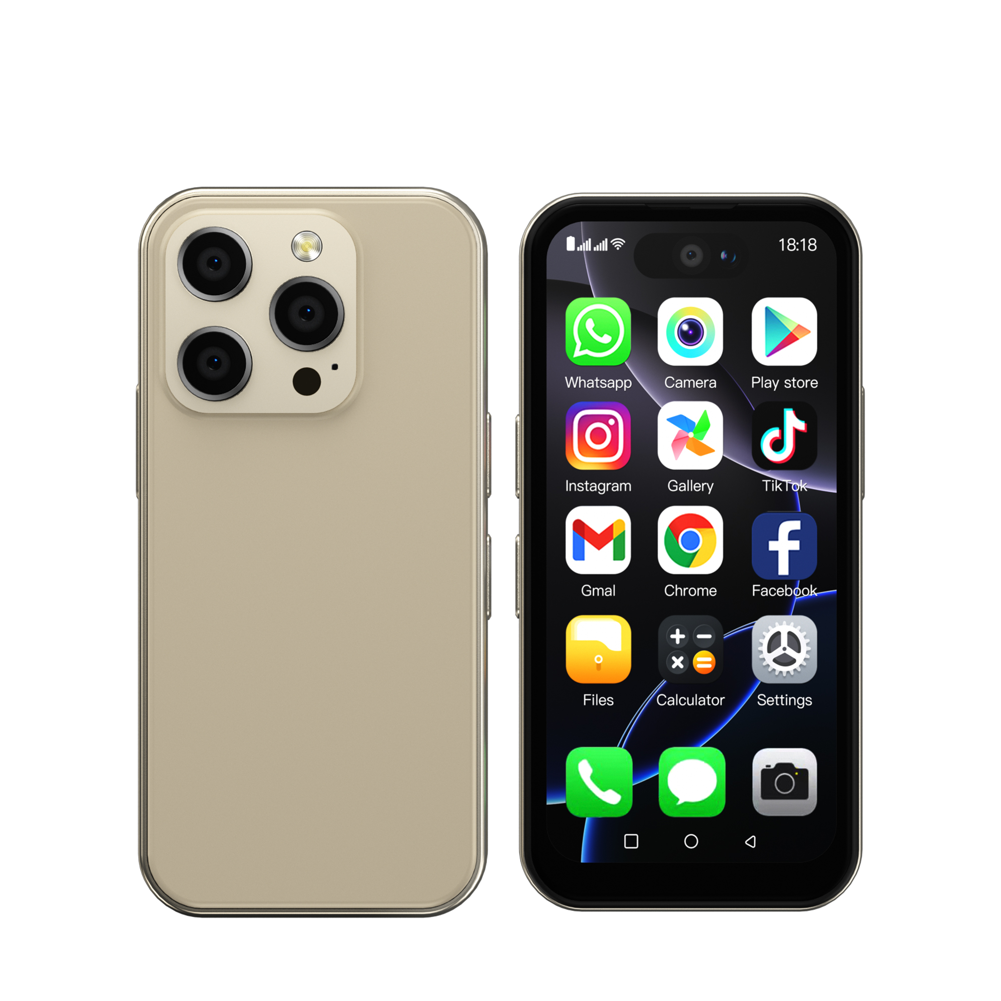 SERVO 16Profi 3G Mini-Smartphone Android-System 16 GB Rom abspielen Geschäft WhatsAPP WiFi Hotspot GPS 2 SIM 3,75 Zoll kleines Smartphone 2800 mAh: Grün