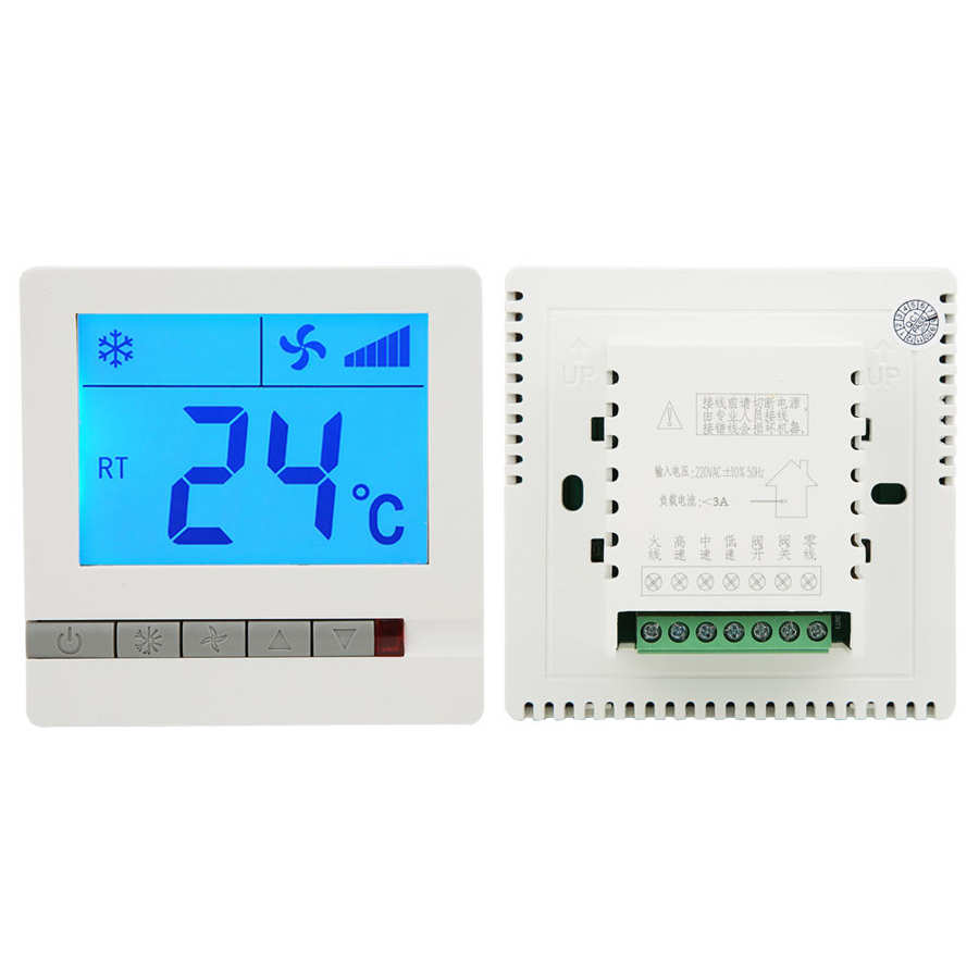 LCD Digital Thermostat Delay Compressor Protection Fan Coil Unit Temperature Controller Thermostat