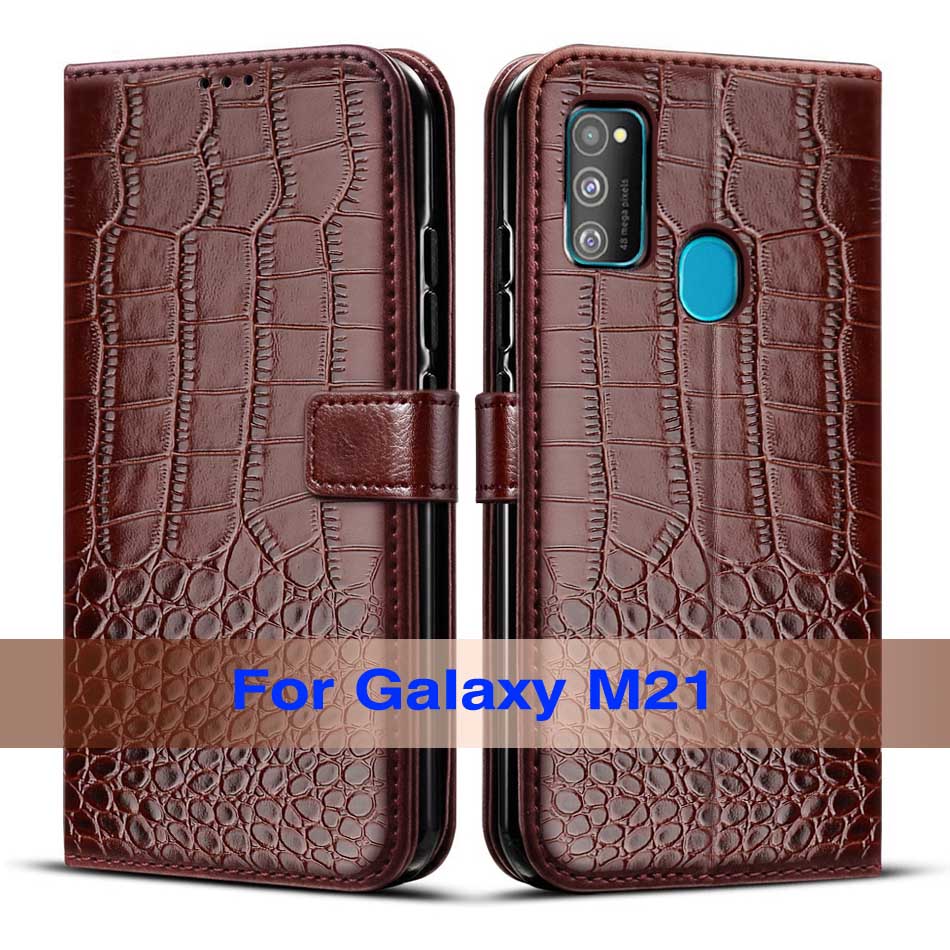 Caso di Cuoio di vibrazione Per Il Samsung Galaxy M21 M 21 della copertura di Caso Per Samsung Galaxy M21 M215F: Deep Brown