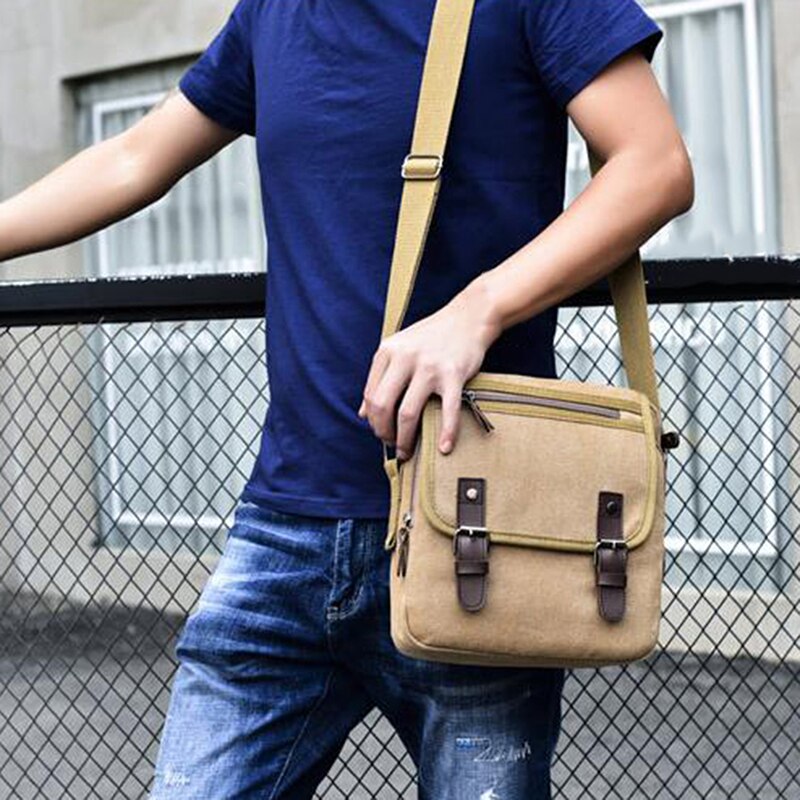 Vintage Men's Messenger Bags Canvas Shoulder Bag Man Business Crossbody Bag Solid Male Travel Handbag