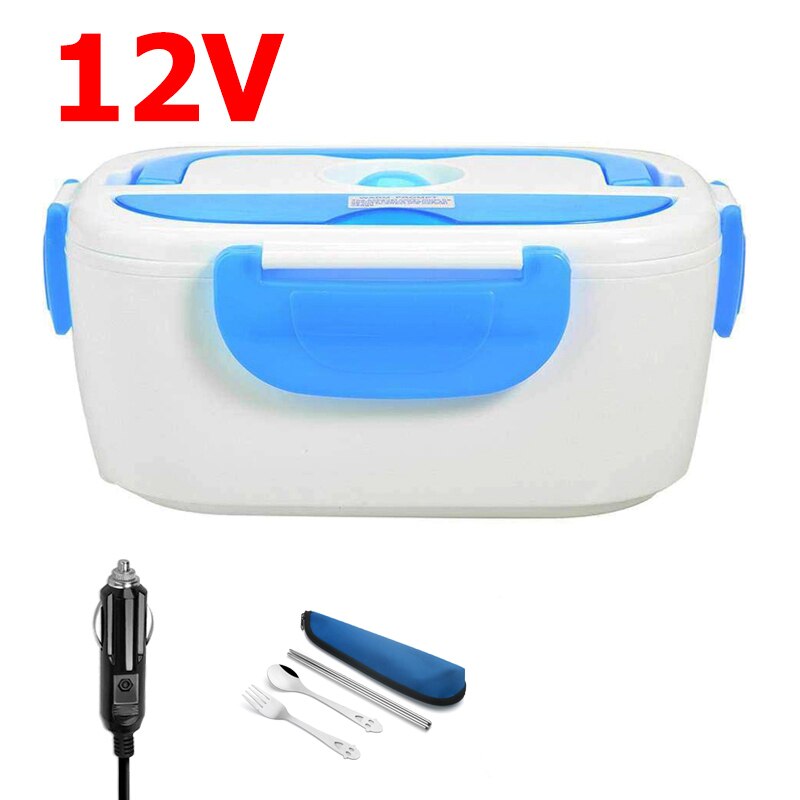 Fiambrera eléctrica de acero inoxidable de 12V y 24V para comida, calentador de comida, contenedor portátil para coche, camión, Picnic, viaje, Bento, caja calefactable: 12V Blue