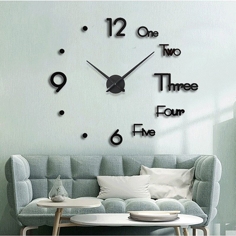 Numbers Plus Letters Diy Acrylic Mirror Wall Clock Europe 3d Large Quartz Watch Still Life Living Room Home Decor Stick