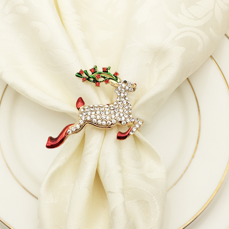 Metalen servet cirkel Kerst herten servetring Kerst ornamenten thuis feestartikelen