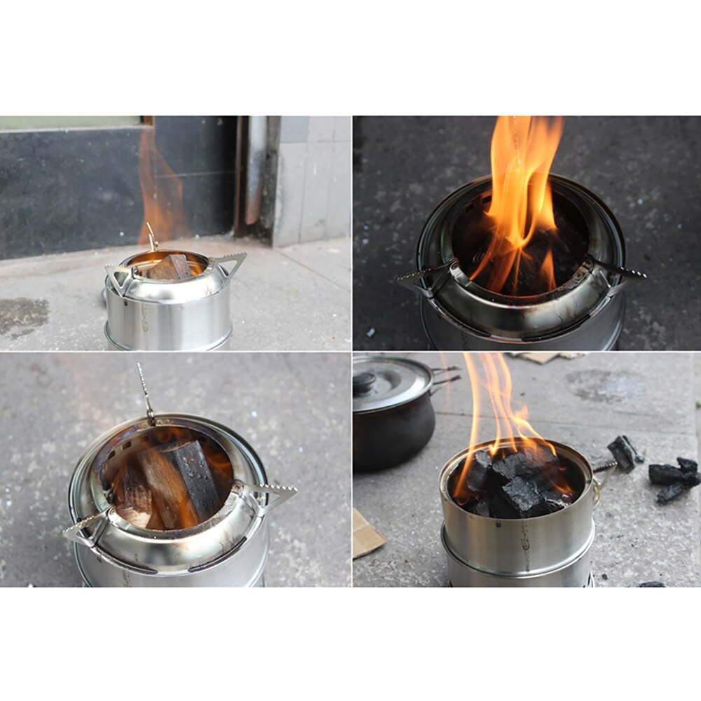 Portable Outdoor Stove Camping Cooking Picnic BBQ Wood Cooker Burning Stove