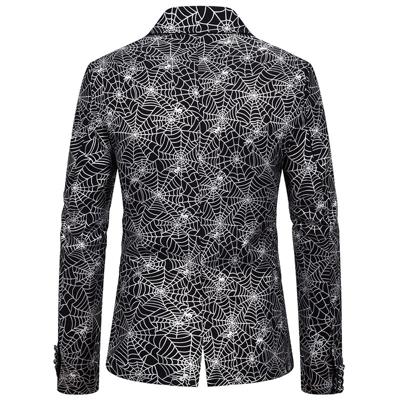 Nattklubb herre blazer slank masculino bronzing edderkopp web trykte blazere kommode frakk mann fritidsjakke herreklær