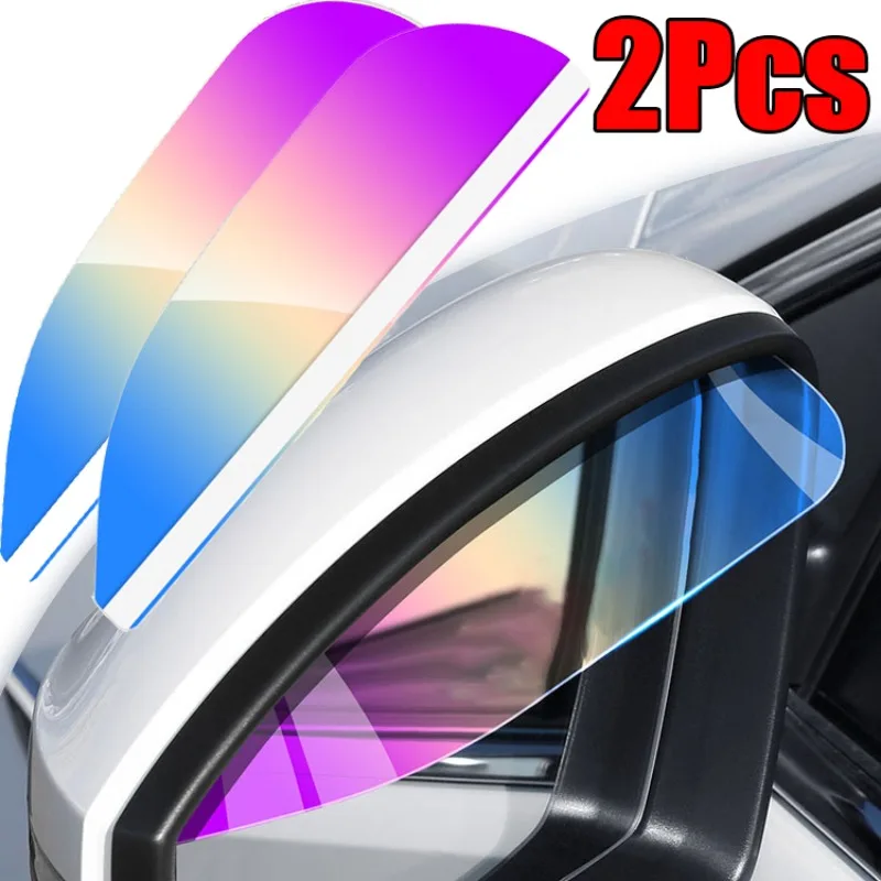 2 pçs espelho retrovisor do carro chuva sobrancelha viseira de fibra carbono vista traseira viseira sol lâminas à prova chuva adesivo decoração do carro acessórios