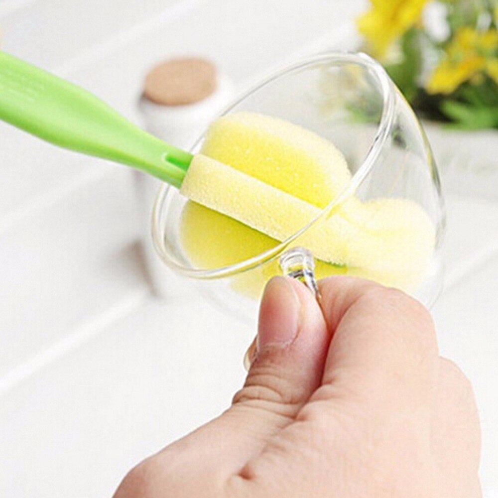 1Set 360 Degree Rotating Spin Sponge Brush Baby Kids Children Milk Feeding Bottle Nipple Cleaning Scrubber Brushes