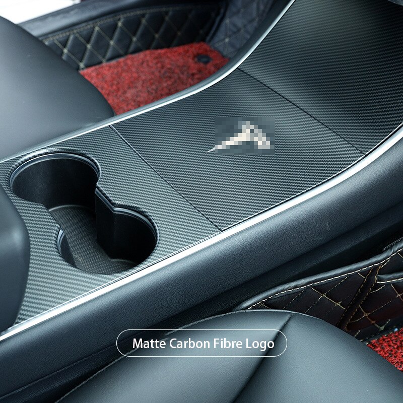 Car Central Control Panel Protective Patch for Tesla Model 3 Central Console Three Patch for Tesla Model 3/Y: Matte carbon logo