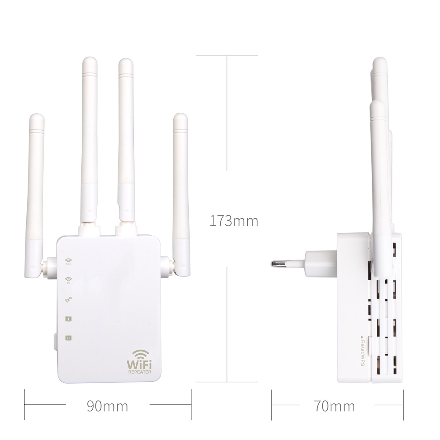 WiFi Range Extender 1200Mbps Dual Band 2.4/5GHz Wi-Fi Internet Signal Booster Wireless Repeater for Router Easy Setup WPS
