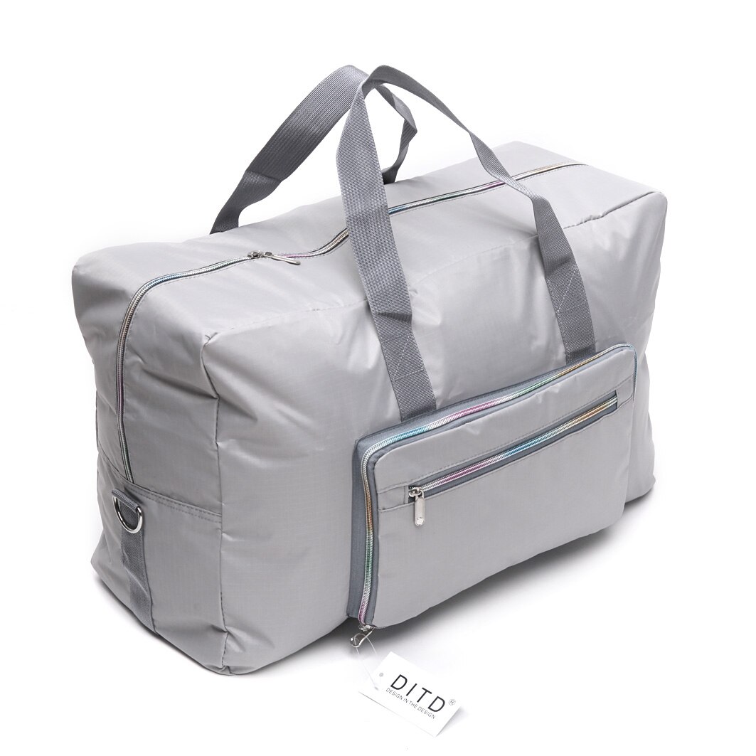 Bolso de viaje plegable con estampado de dibujos animados para mujer, bolsa de viaje de gran capacidad, impermeable, con estampado de perro, portátil, para acampar: Plata