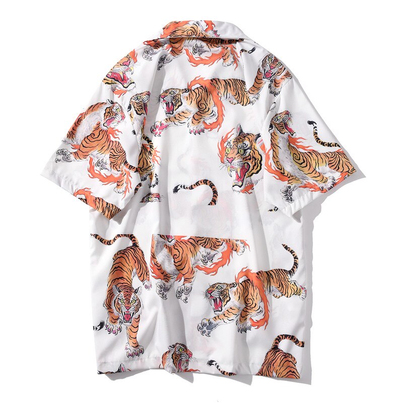 Sommer kortermede skjorter 3d tiger full trykt formell hawaiian beach streetwear harajuku hip hop casual koreanske skjorter