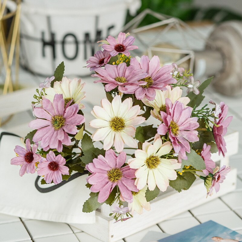 Silke holland krysantemum rosa konstgjord blomma bukett plast tillbehör hem vardagsrum bröllop diy bord de