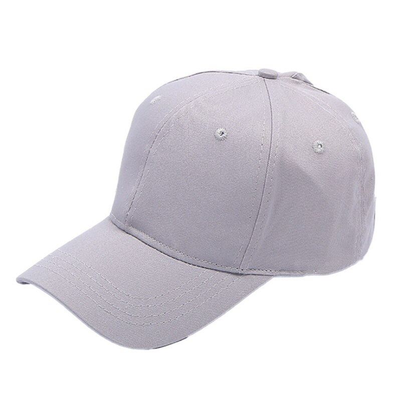 Ponytail Baseball Cap Women Men Solid Color Cotton Breathable Sunshade Sun Hat: Gray