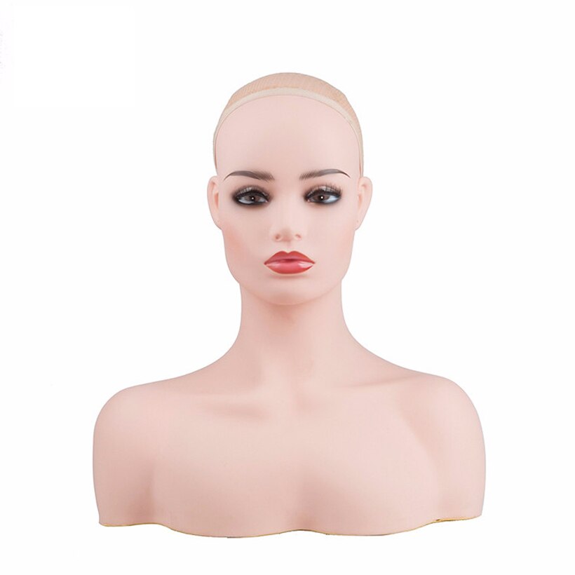 Realistic Female Mannequin Head Display Hat Wig Glasses Diamond Necklace Insertable Stand And Pins Women Model head DC496