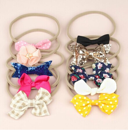 Baby Flower Accessories 10pcs/Sets Infant Kids Baby Girls Women Elastic Headband Nylon Headwear Hair Band Headdress Photo Props