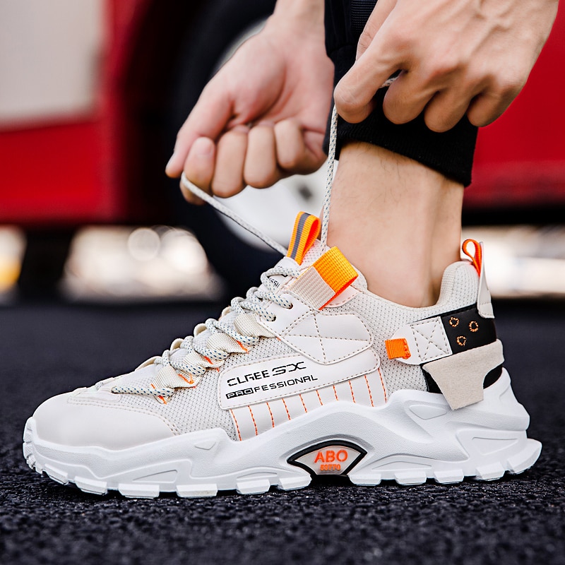 Män löparskor luftkudde sneakers andas utomhus promenader sportskor för män snörning fritidsskor bubble män skor