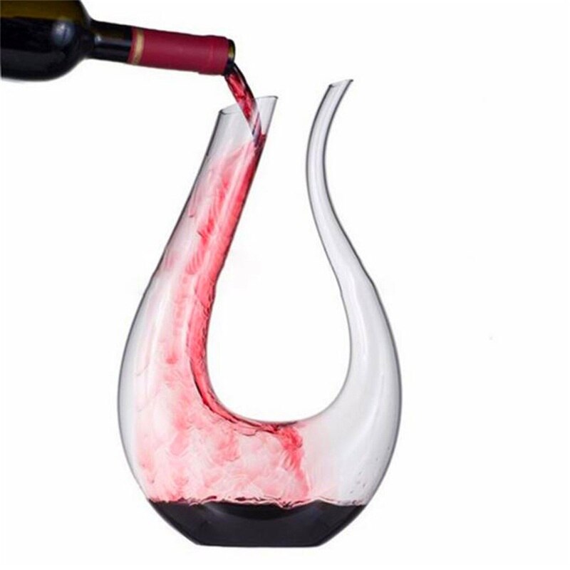 Red Wine Decanter Crystal Whiskey Set 1500ML U-Shaped Glass Decanter Bottle Para Vinho Aerator Luxury Pourer Separator Dispenser