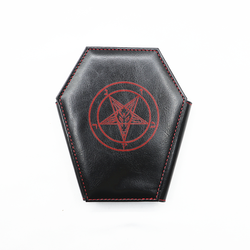 Dark Style Coffin Coin Purse Halloween Pattern Clutch Zipper Wallet PU Leather Trendy Purse