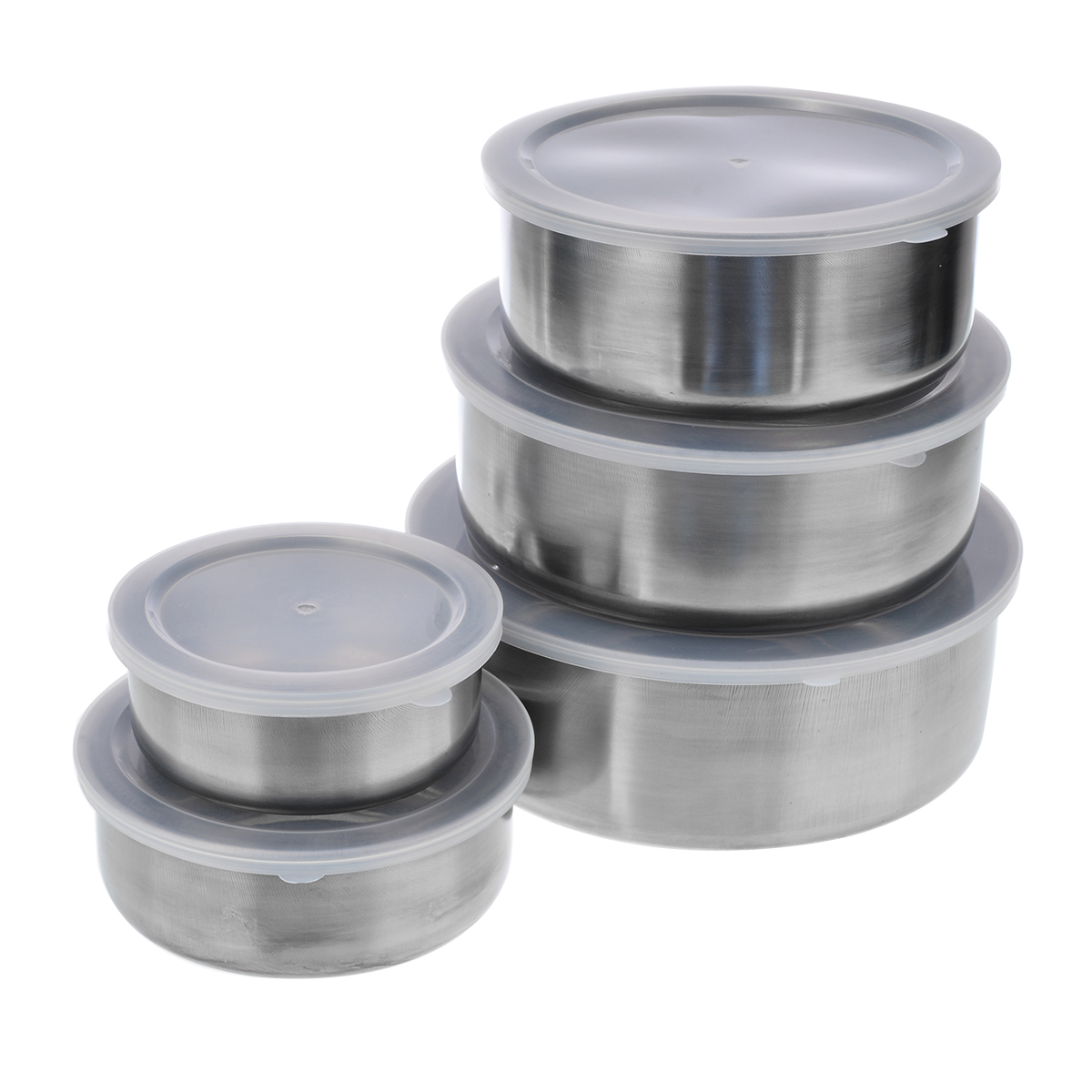 5 stks/set Roestvrij Staal Mengen Scherper Voedsel Container Bowls Zilveren Kleur 5 Kommen met 5 Deksels Keuken Pot Servies gereedschap